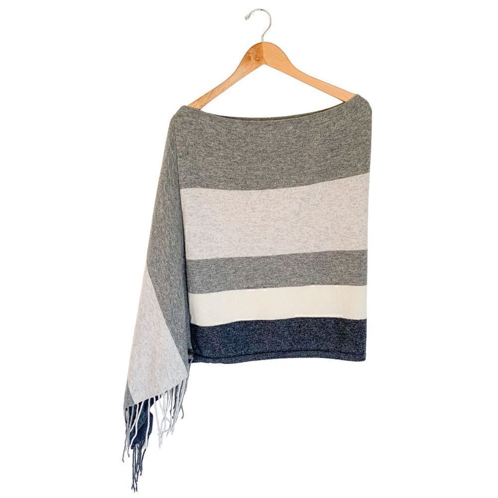 Mersea co striped cashmere and wool fringe poncho